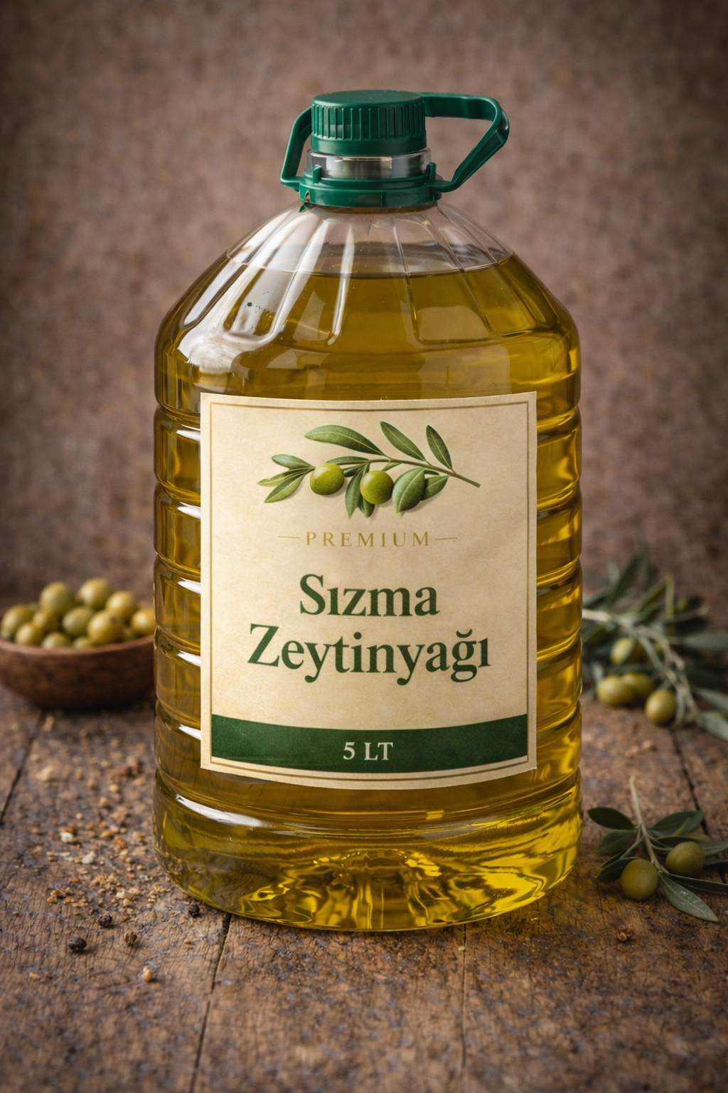 Sızma zeytinyağı ve yeşil zeytinler
